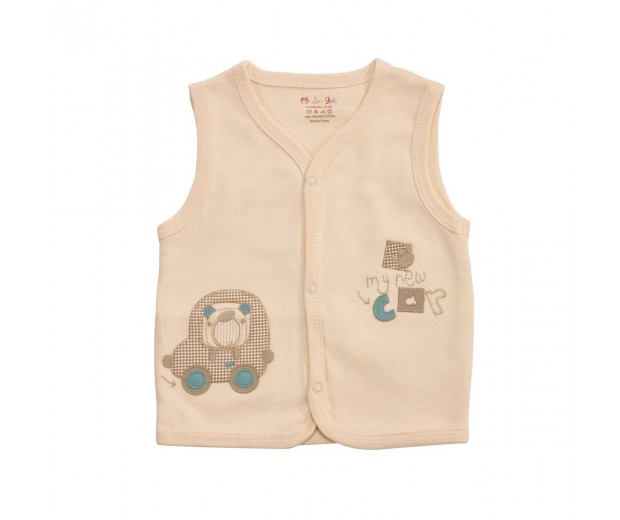 Rozpinana kamizelka z niebieskim misiem z bawełny organicznej