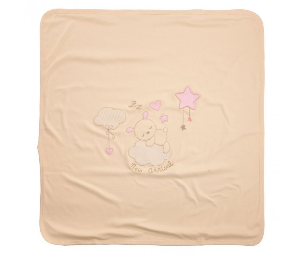 Kocyk z bawełny organicznej z misiem śpiącym na chmurce 