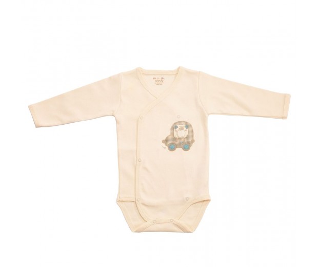 Rozpinane body z długim rękawem z niebieskim misiem 