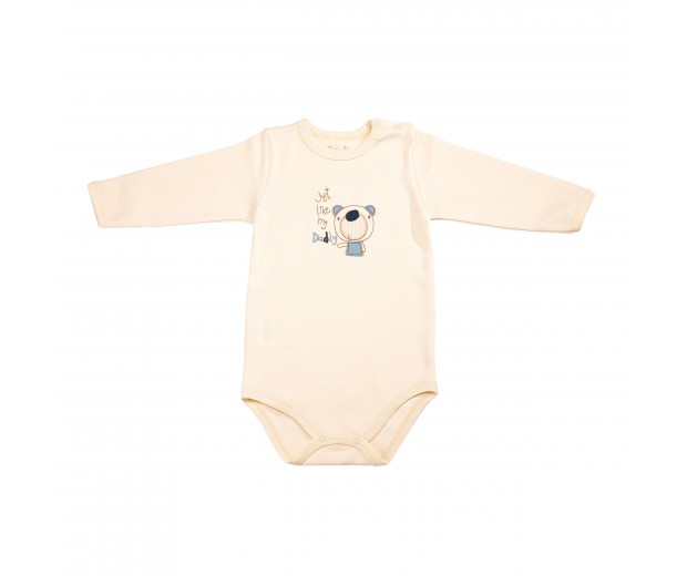 Body niemowlęce z długim rękawem bawełna organiczna niebieski miś just like my daddy Me Lulu Baby