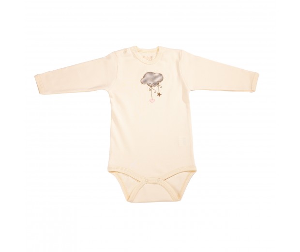 Me Lulu Baby bawełna organiczna body z chmurką i gwiazdkami długi rękaw 